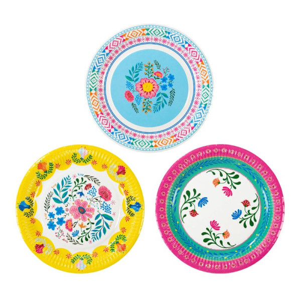 12 piatti di carta Mexican Fiesta 23 cm