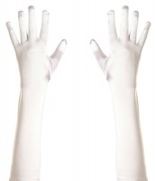 Widok: Eleganckie satynowe rękawiczki Diana białe 43cm