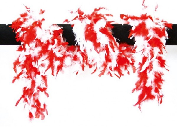 Red white feather boa 180cm