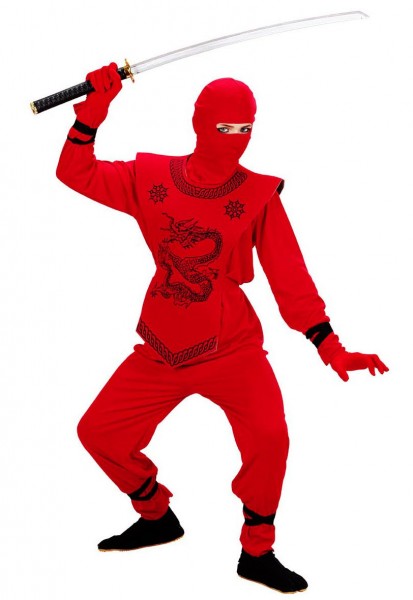 Ninja fighter børnedragt rød 2