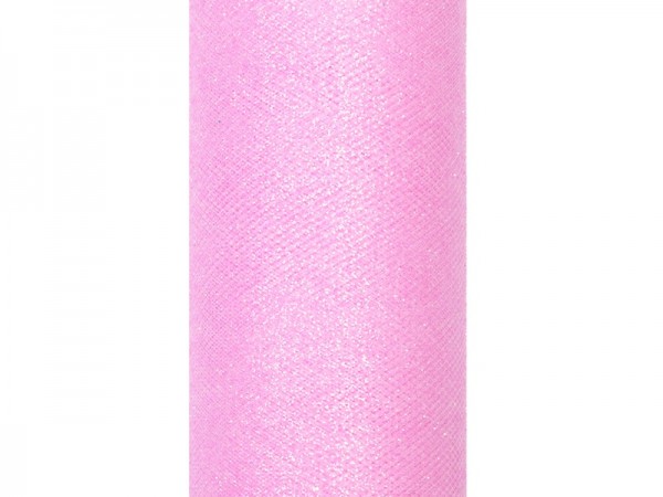 Brokatowy tiul Estelle różowy 9m x 15cm