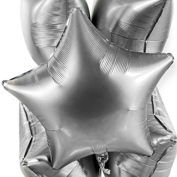 5 Heliumballons in der Box Silver Star matt 2
