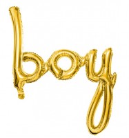 Boy foil balloon gold 6.5 x 74cm