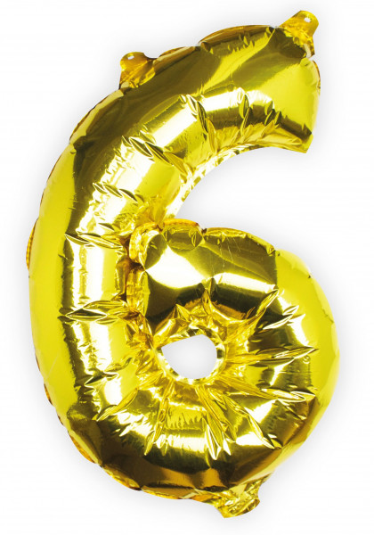 Goldener Zahl 6 Folienballon 40cm