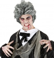 Oversigt: Crazy zombie parykk grå