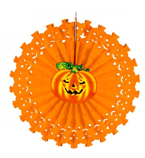Zucca di Halloween con ventaglio di carta 50cm