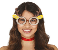 Brokatowe okulary w kształcie renifera w stylu glamour