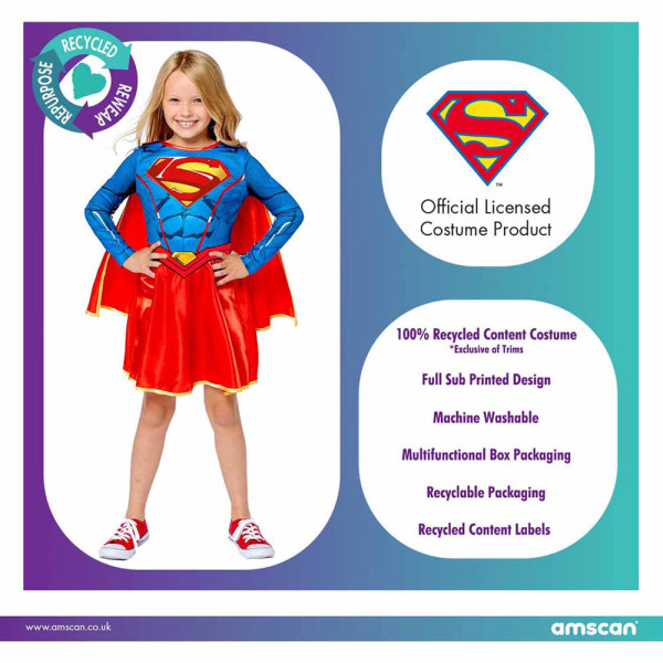 Supergirl Kostüm für Mädchen recycelt 6