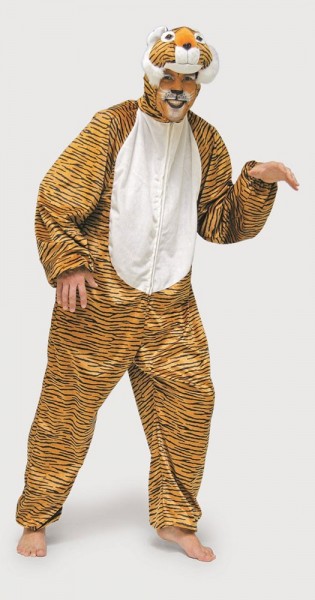 Plush tiger jumpsuit costume