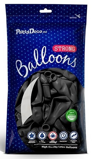 10 Partystar metallic Ballons schwarz 27cm 2