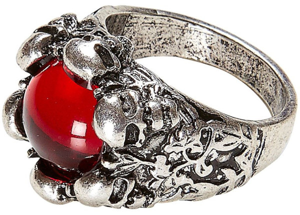 Pirate Skull Ring with Red Jewel