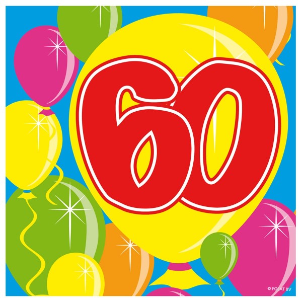 20 Spectacular 60th Birthday napkins 25cm