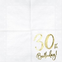 20 glansede 30-års fødselsdags servietter 33cm