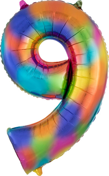 Rainbow nummer 9 folie ballon