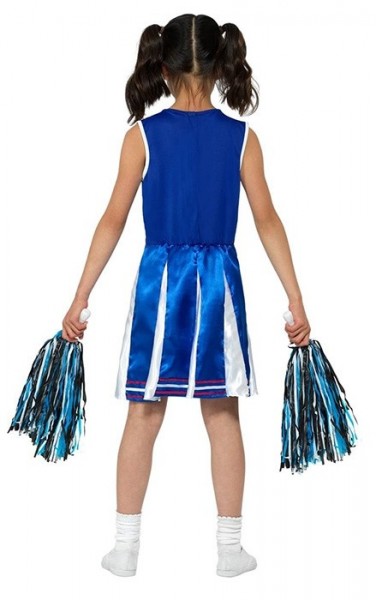 Blauw cheerleader meisje kinderkostuum 2
