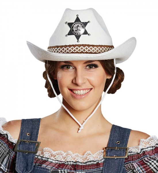 Chapeau de shérif blanc Wild West