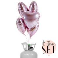 Vorschau: Glossy - Blush Baby - Herz Ballonbouquet-Set mit Heliumbehälter