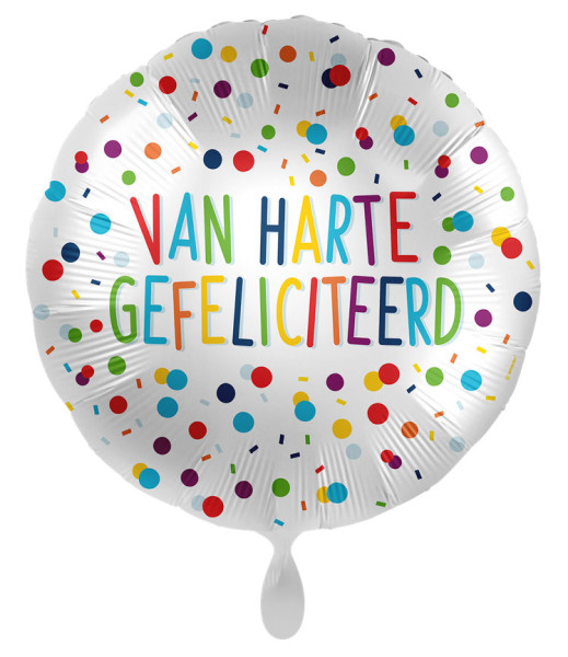 Confetti Verjaardag folieballon NL 45cm