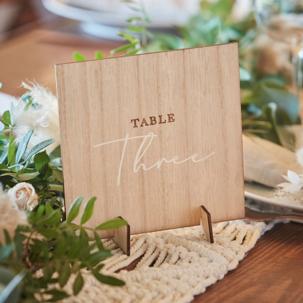 12 Wood Wedding Tischnummern