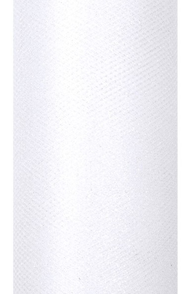 Brokatowy Tiul Estelle biały 9m x 15cm