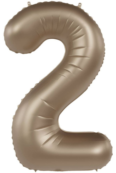 Folieballon nummer 2 satijn goud 86cm