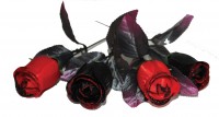 4 decoratieve rozen Dark Passion 35cm