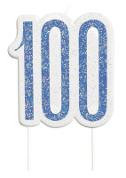Cake candle Happy 100th Blue 8.5cm