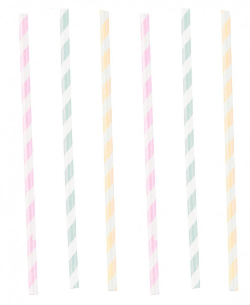 12 pastel birthday paper straws 24cm
