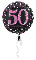 Ballon 50e anniversaire rose 43cm