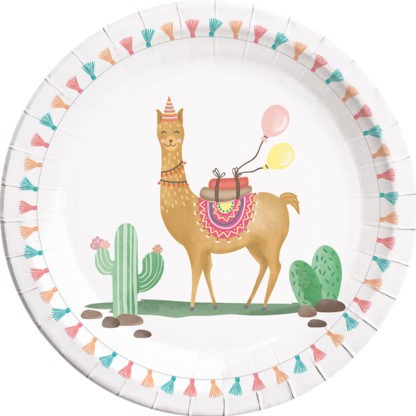 8 Lama Fiesta paper plates 23cm