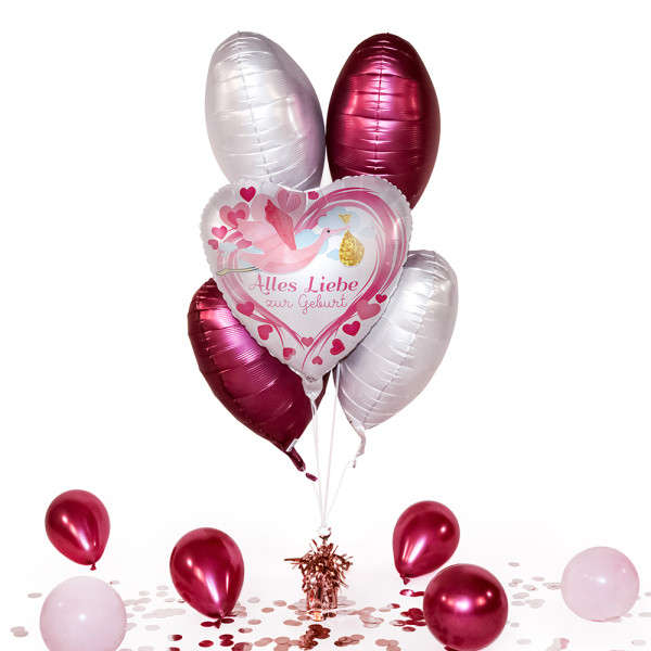Heliumballon in der Box Alles Liebe zur Geburt Pink