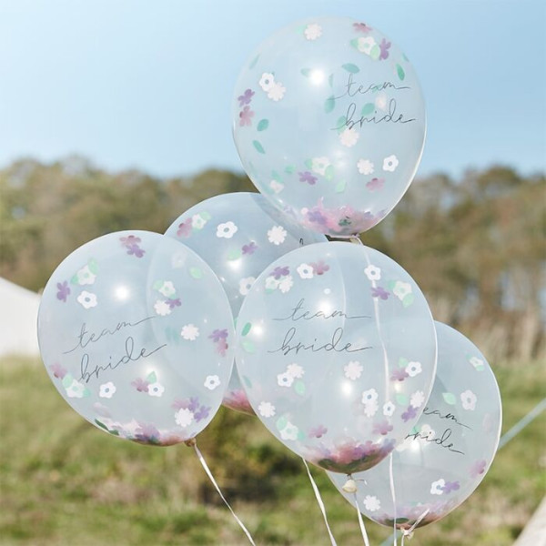 5 balonów konfetti ślubnych boho 30cm