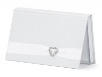 Widok: Romantyczne perłowe pudełko z białą perłą z sercem