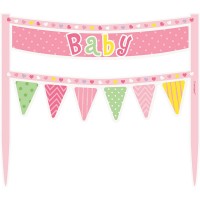 Förhandsgranskning: Baby Girl Ella Cake Topper Banner Rosa