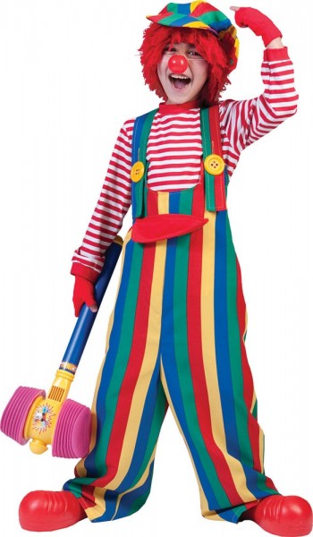 Salopette de clowns à rayures colorées pour enfants
