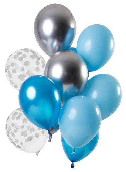 12 akwamarynowych balonów lateksowych