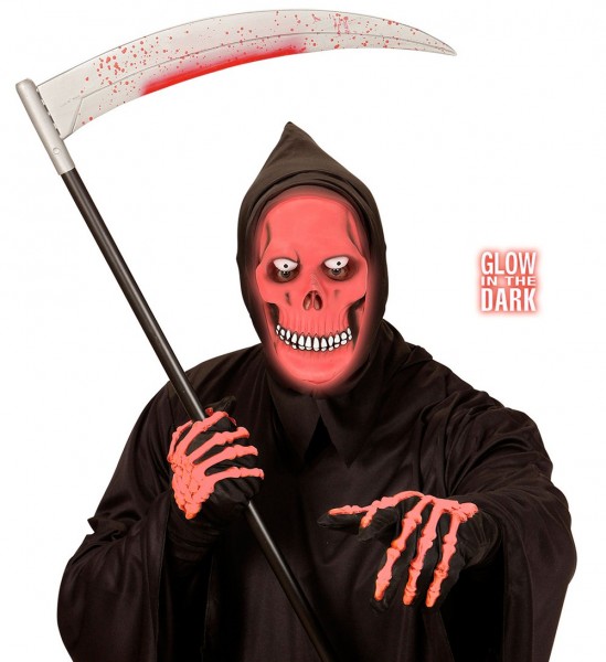 Máscara de esqueleto rojo brillante con capucha 2