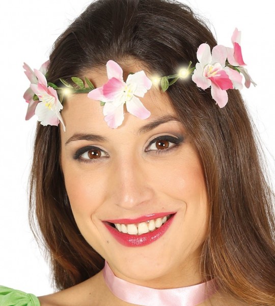 Hawaii blomma hårkrans med LED