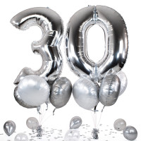 Vorschau: 10 Heliumballons in der Box Silber 30