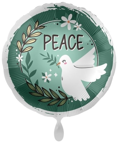 Ballon aluminium Peace avec colombe 45cm