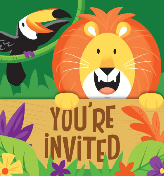 8 safari adventure invitation cards