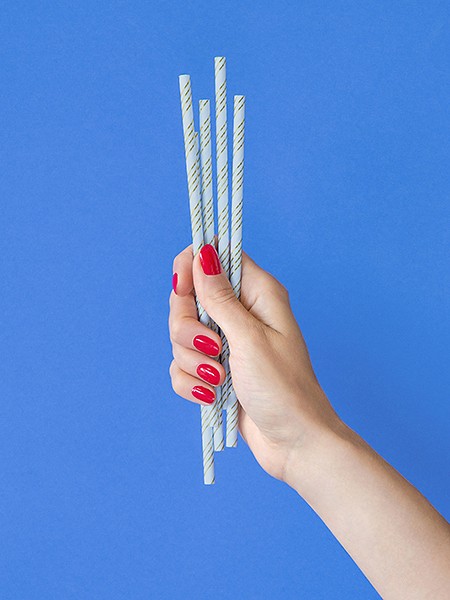 10 Cheerful Birthday straws blue 19.5cm 3