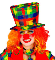 Aperçu: Chapeau haut de forme de clown à carreaux colorés pour adultes