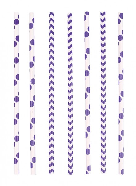 24 Summerfeeling papieren rietjes paars 19,5cm