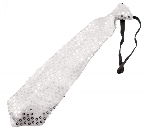 Silver LED sequin tie
