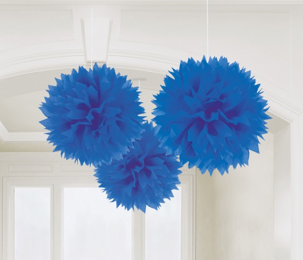 3 Fluffy Dekobälle royal blue 40,6 cm