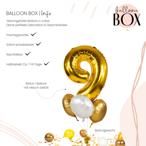 Ballongruß in der Box 5er Set Golden 9 3