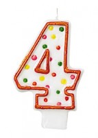 Celebrations Number Candle 4 With Colorful Dots For Birthday Cake