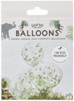 Oversigt: 5 Jungle Breeze Eco latex balloner med konfetti