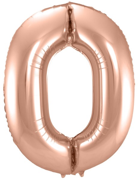 Folieballon nummer 0 rosé goud 86cm